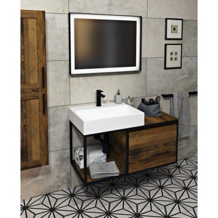 Sapho SKARA szafka pod umywalkę 100x49.5x46.5cm czarny mat/dąb Collingwood CG004-1919