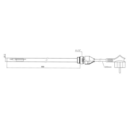 Aqualine Grzałka elektryczna bez termostatu kabel spiralny 600 W LT90600K