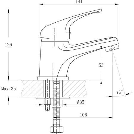 Bruckner HOFFER bateria umywalkowa bez odpływu chrom 424.002.1