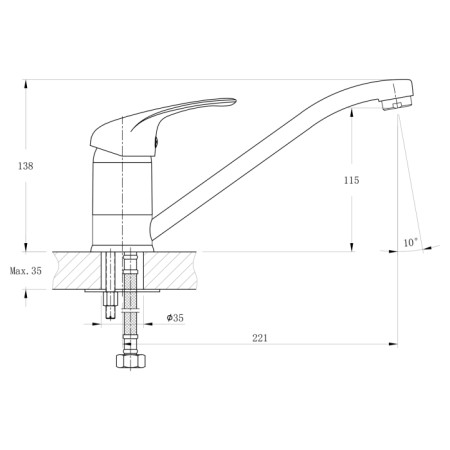 Bruckner HOFFER bateria kuchenna 221mm obrotową wylewką chrom 424.050.1