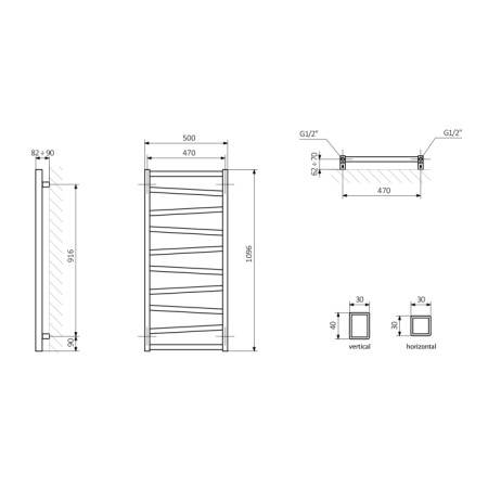 Sapho ZIG grzejnik 500x1096 mm 406 W biały ZG511