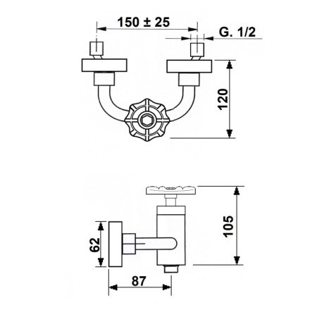 Sapho INDUSTRY bateria prysznicowa ścienna chrom/czarny 5184TT