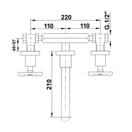 Sapho INDUSTRY bateria umywalkowa podtynkowa trzyelementowa chrom/czarny 552TT