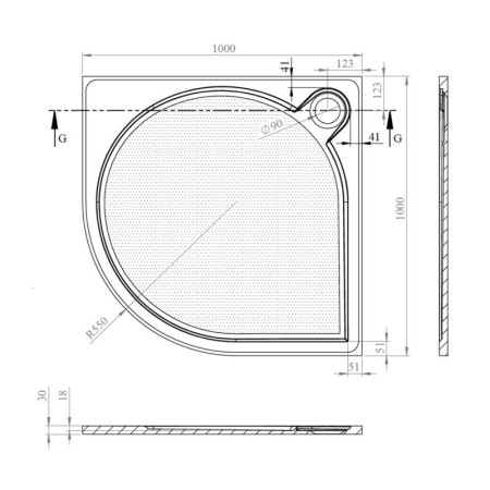 Gelco ARCA brodzik prysznicowy kompozytowy półokrągły 100x100cm R550 PA551