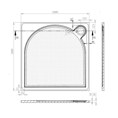Gelco LARCA brodzik kompozytowy 100x100cm PL001