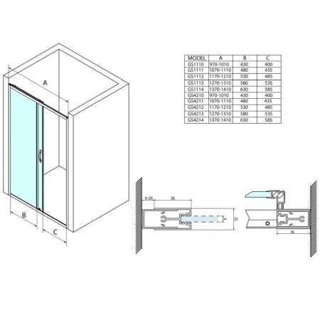 Gelco SIGMA SIMPLY drzwi prysznicowe przesuwne 1000mm szkło czyste GS1110