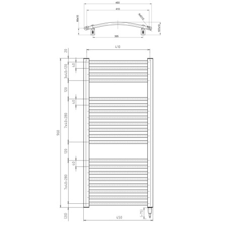Aqualine ORBIT-E grzejnik elektryczny obły 450x960 mm 300 W biały ILEO94T