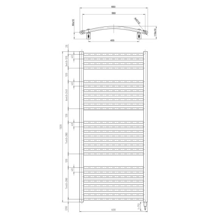 Aqualine ORBIT-E grzejnik elektryczny obły 600x1320 mm 600 W biały ILEO36T
