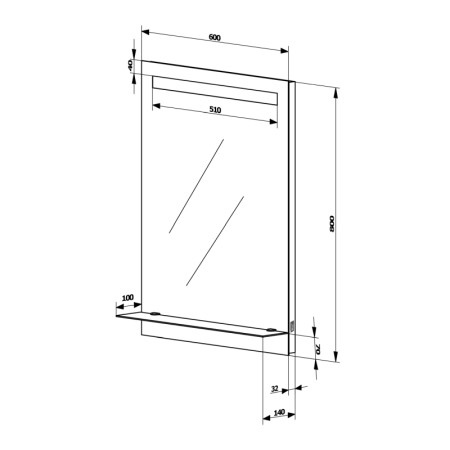 Aqualine Lustro z oświetleniem LED i półką 60x80cm wyłącznik ATH53