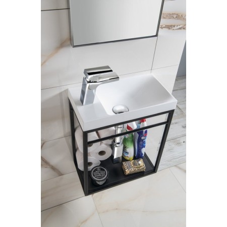 Sapho CREST wspornik pod umywalkę z półką 39.5x45x217cm czarny mat AR402