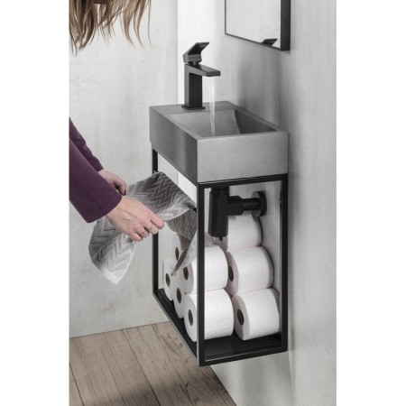 Sapho CREST wspornik pod umywalkę z półką 39.5x45x217cm czarny mat AR402