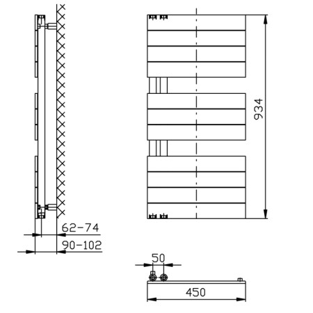 Aqualine MILI grzejnik łazienkowy 450x934 mm biały DC600T