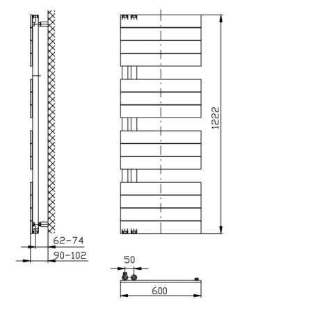 Aqualine MILI grzejnik łazienkowy 600x1222 mm biały DC620T