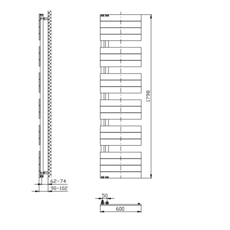 Aqualine MILI grzejnik łazienkowy 600x1798 mm biały DC650T