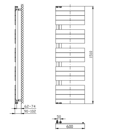 Aqualine MILI grzejnik łazienkowy 600x1510 mm biały DC640T