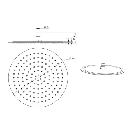 Sapho SLIM Deszczownia średnica 300mm czarny mat MS573B