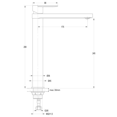 Aqualine bateria umywalkowa Daphne czarna DH601B