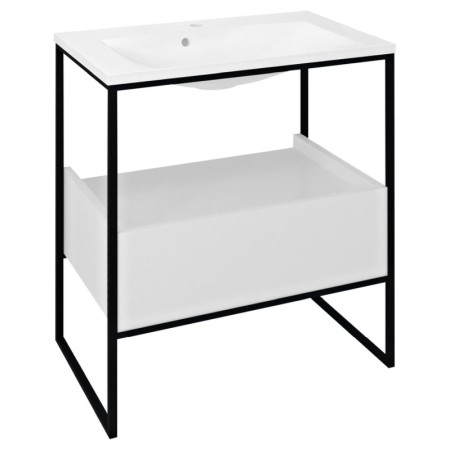 Sapho SKA konsola pod umywalkę z szufladą 750x850x460mm czarny mat/biały połysk SKA602