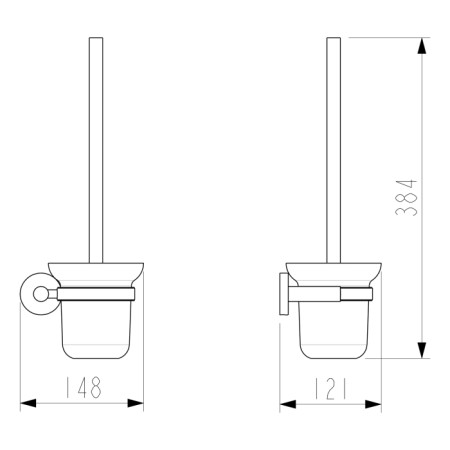 Sapho X-ROUND szczotka do WC ścienna mleczne szkło chrom XR323