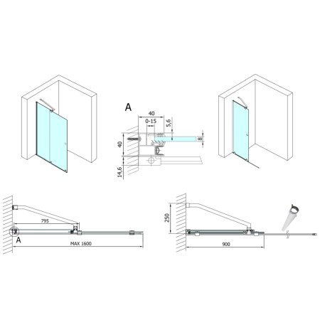 Polysan MODULAR SHOWER drzwi przesuwne 1600 mm MS5-160