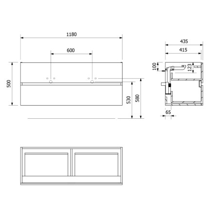 Sapho ODETTA szafka umywalkowa 118x50x43.5cm sosna rustykalna DT120-1616