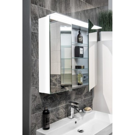 Sapho LINEX szafka z lustremoświetlenie LED 80x70x15cm biała LX080-0030