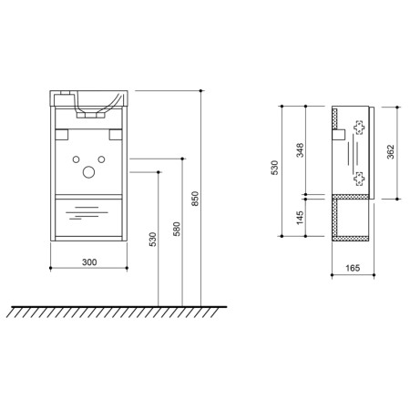 Sapho LATUS XI szafka pod umywalkę 30x53x16.5cm dąb Polar LT711-1010