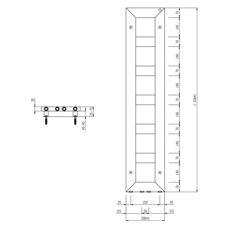 Sapho BLOCK grzejnik 280x1330 mm czarny mat IR181