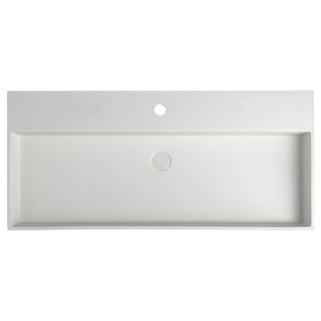 Sapho QUADRADO umywalka betonowa z odpływem 96x44cm biały piaskowiec AR467