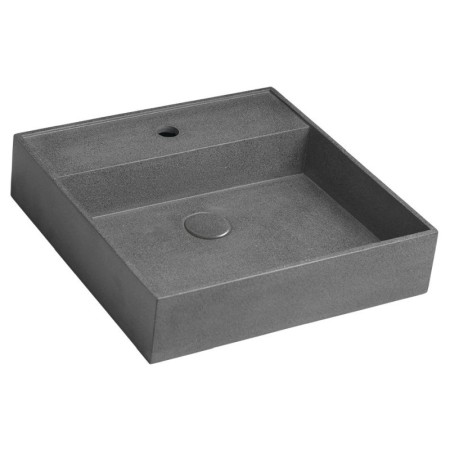 Sapho QUADRADO umywalka betonowa z odpływem 46x46cm czrany granit AR468