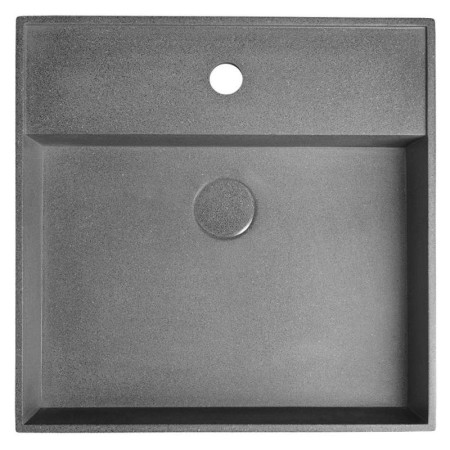 Sapho QUADRADO umywalka betonowa z odpływem 46x46cm czrany granit AR468