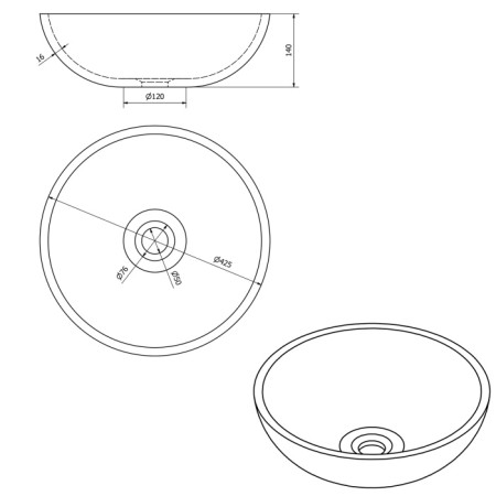 Sapho ATTILA umywalka ceramiczna 425 cm metaliczna miedź DK010