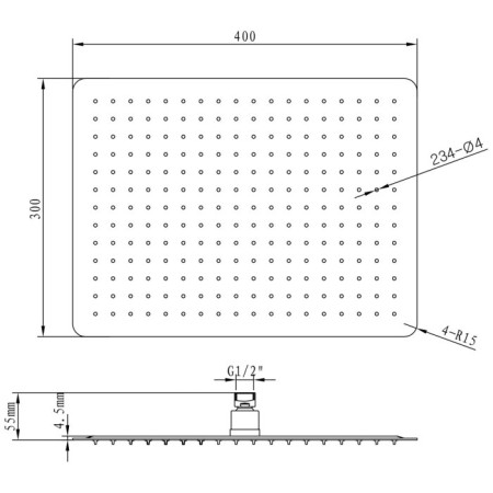 Sapho SLIM deszczownia 400x300mm stal nierdzewna MS585