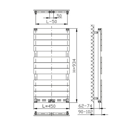 Aqualine BONDI grzejnik łazienkowy 450x934mm biały DC400T