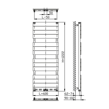 Aqualine BONDI grzejnik łazienkowy 600x1222mm biały DC420T