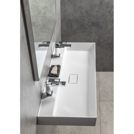Sapho GODIVA umywalka kompozytowa 96x44cm 2 otwory na baterię biały GU096-2