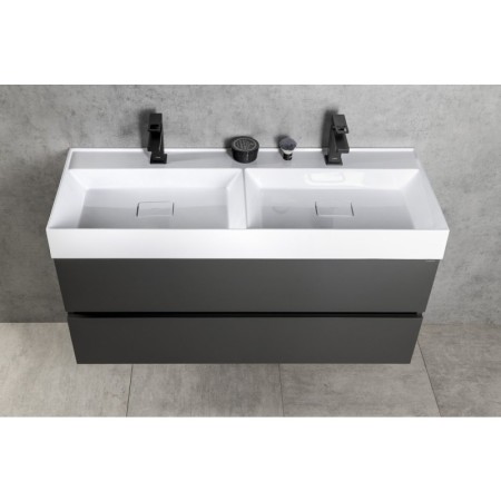 Sapho GODIVA umywalka kompozytowa podwójna 119x44cm biały GU119