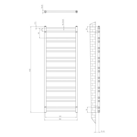 Sapho METRO DOS grzejnik 550x1430mm czarny mat IR430