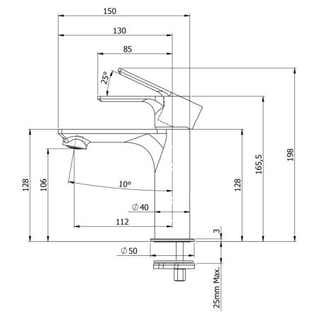 Sapho PAX bateria umywalkowa czarny mat XA02/15