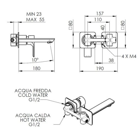 Sapho PAX bateria umywalkowa podtynkowa chrom XA08