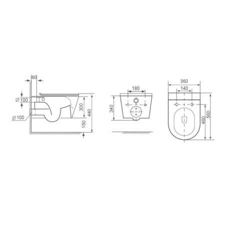 Sapho GALIA WC wiszące Rimless 37x54 cm biały PC081