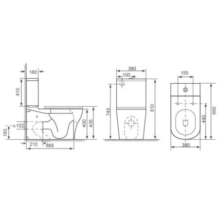 Sapho BELLO RIMLESS WC kompakt WC odplyw uniwersalny PC103WR