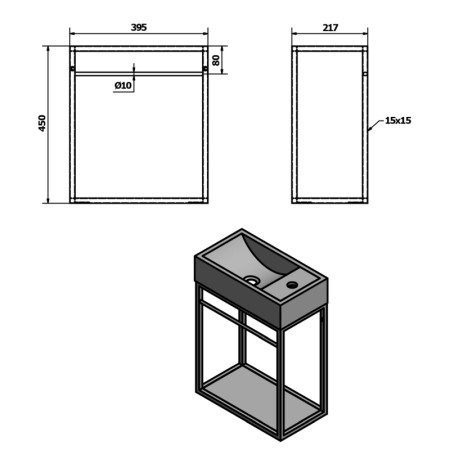 Sapho CREST wspornik pod umywalkę z półką 39.5x45x217cm biały mat AR502