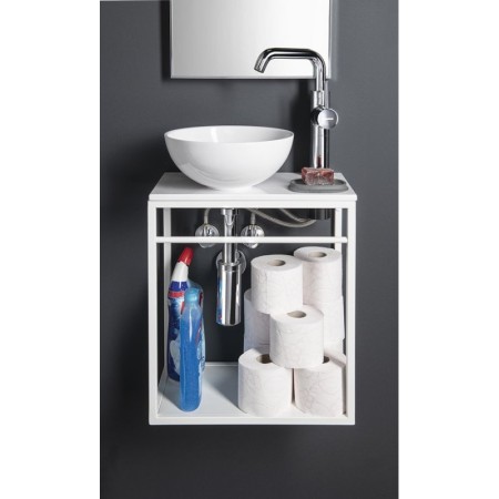 Sapho CREST wspornik pod umywalkę z półką 39.5x45x217cm biały mat AR502