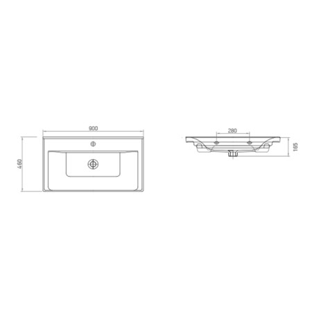 Aqualine SAVA 90 umywalka meblowa 90x46cm biała 2090