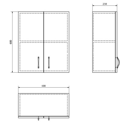 Aqualine SIMPLEX ECO szafka wisząca 60x60x24cm SIME535