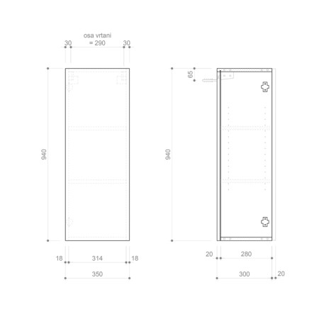 Sapho ESPACE szafka 35x94x32cm 1 drzwiczki lewa/prawa biały połysk ESC530-3030