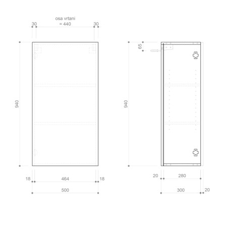 Sapho ESPACE szafka 50x94x32cm 1 drzwi lewa/prawa biała mat ESC850-3131