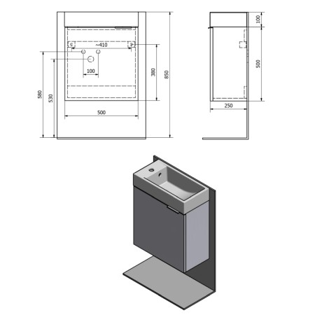 Sapho LATUS IV szafka pod umywalkę 49.5x50x25 cm wiąz Bardini LT410-1313