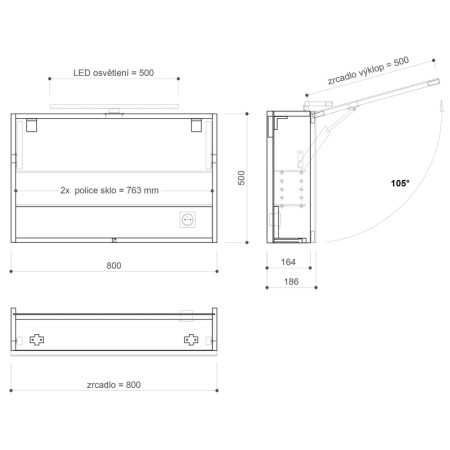 Sapho CLOE szafka z lustrem z oświetleniem LED 80x50x18cm wiąz Bardini CE080-0013
